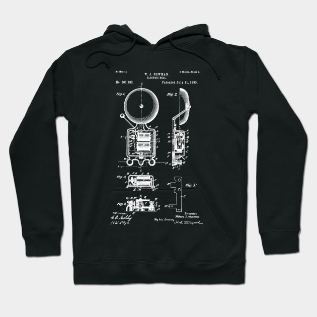 Electric bell patent 1893 fire Alarm and Fireman Gift Hoodie by Anodyle